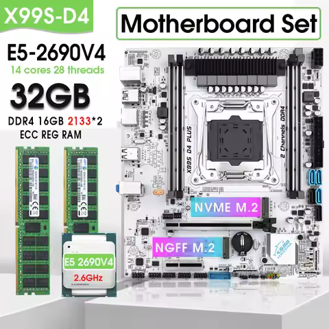X99 SD4 Motherboard gaming Set with E5 2690 V4 CPU And 32GB(2*16G) DDR4 2133 Hertz RECC Memory xeon 