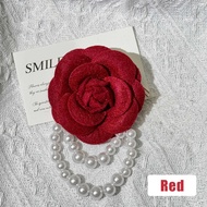 Bros Bunga Mawar Mutiara Elegan Gelang Wanita Korea Style Lapel Pin Bros Jas Aksesoris Wanita
