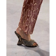 Dries Van Noten Beaded Wedge Heel Sandals - Snakeskin Pattern