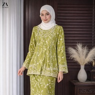 ZOE ARISAH Naylee Kebaya Modern Baju Kurung Raya Floral Sulam Premium Chiffon Textured Full Embroide