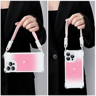 Love Premium Lanyard Cute Girl Casing Oppo A5 Pro 5G A5X A3X A5I A18 A38 A60 A16 A5I Pro Casing