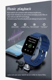 Mx7 智慧手錶男女通用,支援通話體溫血壓檢測, 電動智慧手錶 (黑色)