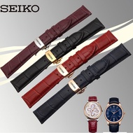 Seiko สายนาฬิกา Seiko สายนาฬิกาหนังแท้ Submariner เบอร์5หัวเข็มขัดผีเสื้อสำหรับผู้ชายและผู้หญิง SNE435J1 13 18 20มม.