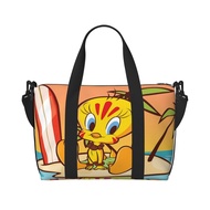 Tweety Bird Travel bags ,large capacity Sports training luggage bag，Double slider zipper Foldable