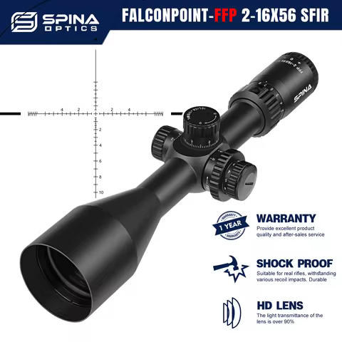 SPINA OPTICS FalconPoint 2-16x56 FFP Scope Sight 1/10MIL Side Parallax 10-200m Tactical Hunting Rifl