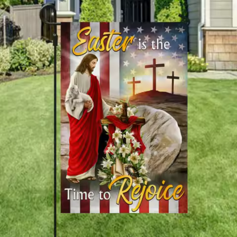 Easter Jesus Flag Easter Is The Time To Rejoice House Flag, Garden Flag. VVL YYX EEZ