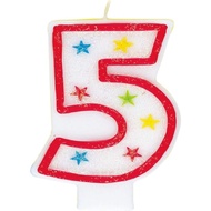 Vibrant Multicolor Number "5" Glitter Wax Birthday Candle - 7.75" (1 Count) - Perfect for Unforgetta