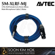 AVTEC 3-Pin XLR Female to 6.35mm Mono Male Microphone Cable 5 Meter