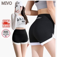 Two-Tone High Waist Yoga Shorts for Women | Seamless Tummy Control Safety Pants | Anti-Exposure Work