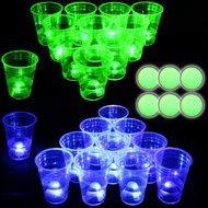 Glow in The Dark Beer Pong Set,Light up Beer Pong Cups for Indoor Outdoor Nighttime Competitive Fun,