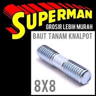 PUTIH White EXHAUST PLANTING BOLT 8X8 RX baud rxk king f1zr alfa m8x8 rxz force 1 f1z superman jogja
