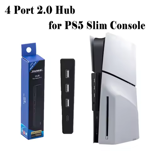 DOBE 4 Ports External Data USB 2.0 Hub Expander Container Splitter High-Speed for PS5 Slim Disc/Digi