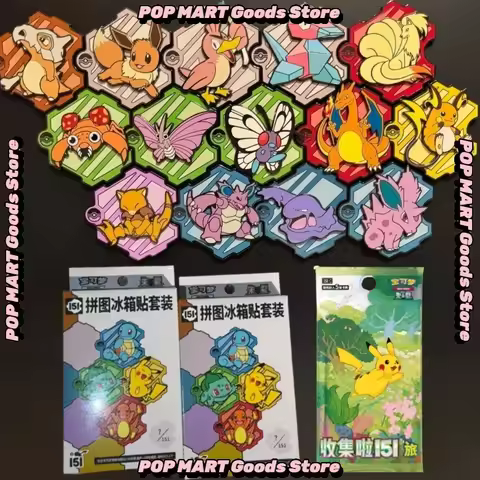 In Stock Pokemon 151 Fridge Magnet Gift Boxblind Box Mewtwo Jigsaw Refrigerator Magnet Set Ptcg Trad
