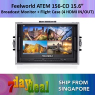 Feelworld ATEM156-CO 15.6” 4K Broadcast Monitor + Flight Case — (4 HDMI IN/OUT)