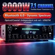 Sunbuck 7.1channel Bluetooth Amplifier 8000W Power amp Dynamic Display Built-in kipas Optical Coaxia
