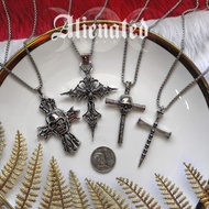 Big Skull Cross Death Necklace Gothic Punk Grunge