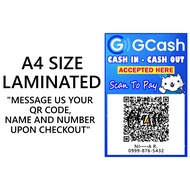 GCASH/MAYA LAMINATED SIGNAGE A4 SIZE 180 GSM PAPER LAMINATED