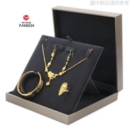 [Jewelry Storage Box] Light Gold Brushed Leather Bridal Jewelry Set Box Wedding Wedding Three Gold S