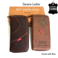 Leather Zip Long Wallet Unisex Dompet Kulit Panjang Lelaki Perempuan
