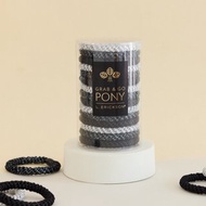 【L. ERICKSON 官方旗艦】 粗版 彈力髮圈桶 15入 || 黑銀璀璨 ||