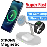 15W 3 In 1 Magnetic Wireless Charger Stand Fast Charging Dock Station for iPhone Samsung S22 S21 Ultra Galaxy Watch 5 4 Active