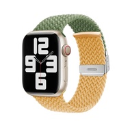 สายสำหรับสายคาด Apple Watch 44มม. 40มม. 45มม. 41มม. 49มม. 38มม. 42มม. สร้อยข้อมือเดี่ยวแบบถักยืดหยุ่น Iwatch Series9 7 Se 3 6 8 Ultra2พิเศษ