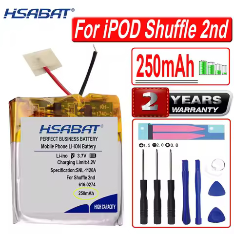 HSABAT 250mAh 616-0274 Battery for iPOD Shuffle 2nd Generation 2 Shuffle2 G2 G3 3 616-0278
