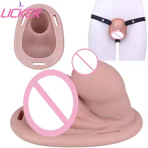 LICKER Silicone Lockable Chastity Cage Wearable Loyalty Belt Strap On Realistic Dildo Pant Cock Cage
