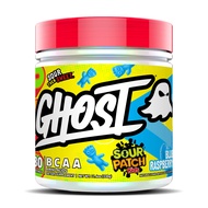 GHOST BCAA Powder Amino Acids Supplement, Sour Patch Kids Blue Raspberry - 30 Servings - Sugar-Free 