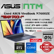 #AV355 Used ASUS VIVOBOOK N7600ZE Intel Core i7-12700H 16GBD5 512GB RTX3050Ti RTX 3050 Ti 4G 14" OLE