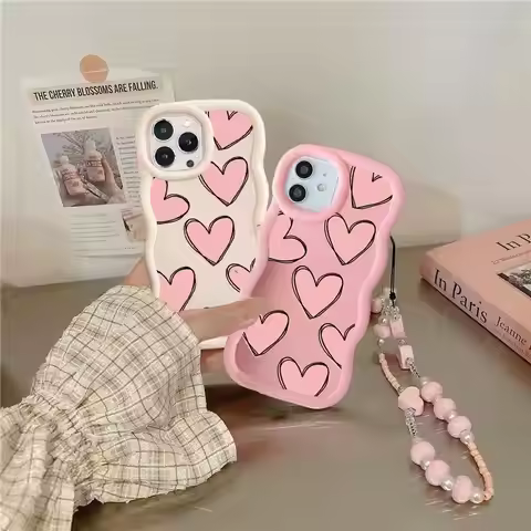 Love Heart Hang Strap Wrist Chain Lanyard Case For Samsung Galaxy S24 S25 Ultra S23 S22 Plus S24FE S