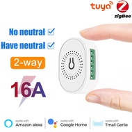 16A Tuya ZigBee Smart Switch Module APP Remote Control No Neutral Wire Smart Light Switch Mini Break