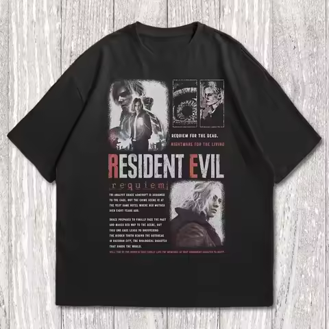 2026 Summer New Resident Evil 9 Requiem horror game T-shirt 100% Leon Kennedy graphics unisex fashio