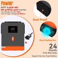 【With Wifi Module】PowMr MPPT 6.2KW Pure Sine Wave Solar Hybrid Inverter Built-in 120A Solar Charge C