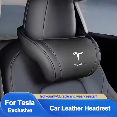 Tesla Car Leather Headrest Memory Foam Comfort Seat Neck Pillow For Tesla Model 3 Y S X Cybertruck J