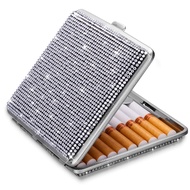 Cigarette Case for Women Men, Metal Cigarette Holder Bling Crystal Double Sided Cigarette Box for 20