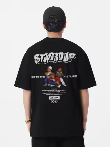 Summer Rapper Print Future Series Cotton Multi-color Fashion Brand Casual Crewneck Short-sleeved T-s
