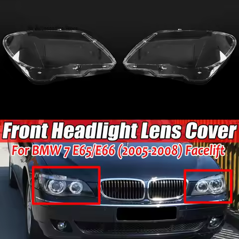 Pair Car Headlight Lens Head Light Lamp Shade Shell Glass Cover For BMW 7 Series E65 E66 2005-2008 E