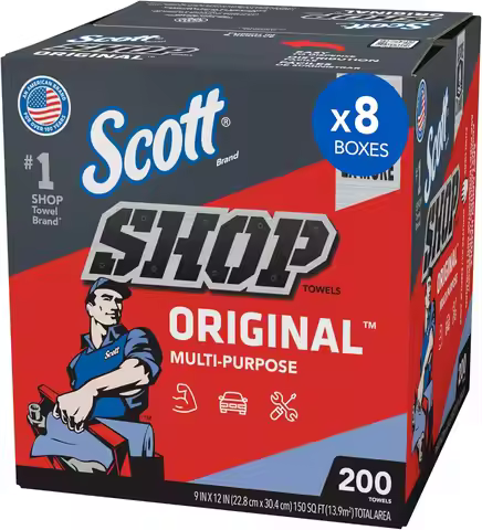 Blue Towels (75190), 9"x12" Cloth-like Paper Towel (8 Boxes of 200 Sheets, 1,600 Sheet Total)
