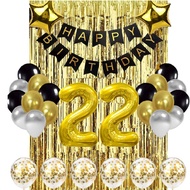 (SG Seller) 22 23 24 25 26 27 28 29 Birthday Decorations, 30th Birthday Balloon, Black and Gold Birt