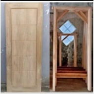 Daun Pintu dan Kusen Satu Set Kayu Mahoni
