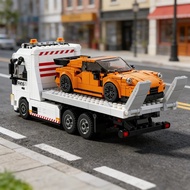 MOC FH16 rescue trailer 6x4 heavy-duty towing vehicle assembled building block trailer model truck t