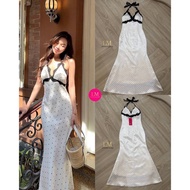LM001 Lemonade Brand Polka Dot Long Dress Neck Strap Lace Trim [2PM]