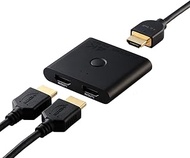 Elecom DH-SW4KBD21BK/E HDMI Switcher, 4K 60Hz, 2 Input, 1 Output, Bi-Directional, Thin (0.5 inches (