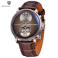PAGANI DESIGN 2025 ใหม่ 42 มม.Tourbillon Multi Time Zoneนาฬิกาผู้ชายหรูหราNight Light 1 ผู้ชายอัตโนม