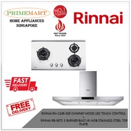 RINNAI RH-C249-SSR CHIMNEY HOOD LED TOUCH CONTROL  +  RINNAI RB-93TS 3 BURNER BUILT-IN HOB STAINLESS STEEL BUNDLE