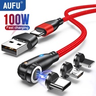 AUFU 5A Magnetic USB Type C Cable PD100W Fast Charging Micro Type C Cable For Macbook  Xiaomi Magnet