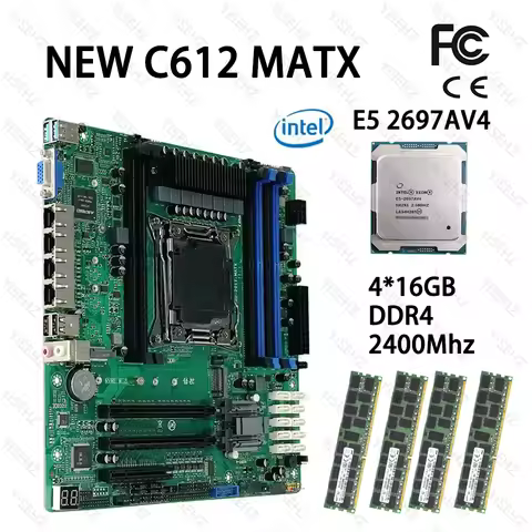 C612 NAS Motherboard Set With E5 2697AV4 4*16GB=64GB DDR4 Suitable For Servers Virtual Machines Rout