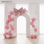 [ELL] Pink Bow Latex Foil Balloons 13Pcs Set for Girls Birthday Decor Childrens Party Supplies Home 