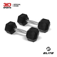 Elite 15lbs Rubber Hex Dumbbell - Pair